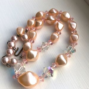 Vintage pearl and crystal beaded necklace 1950’s
